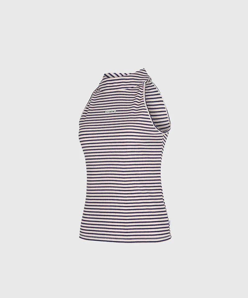KANDINI New Stripe Halter Tee - Navy