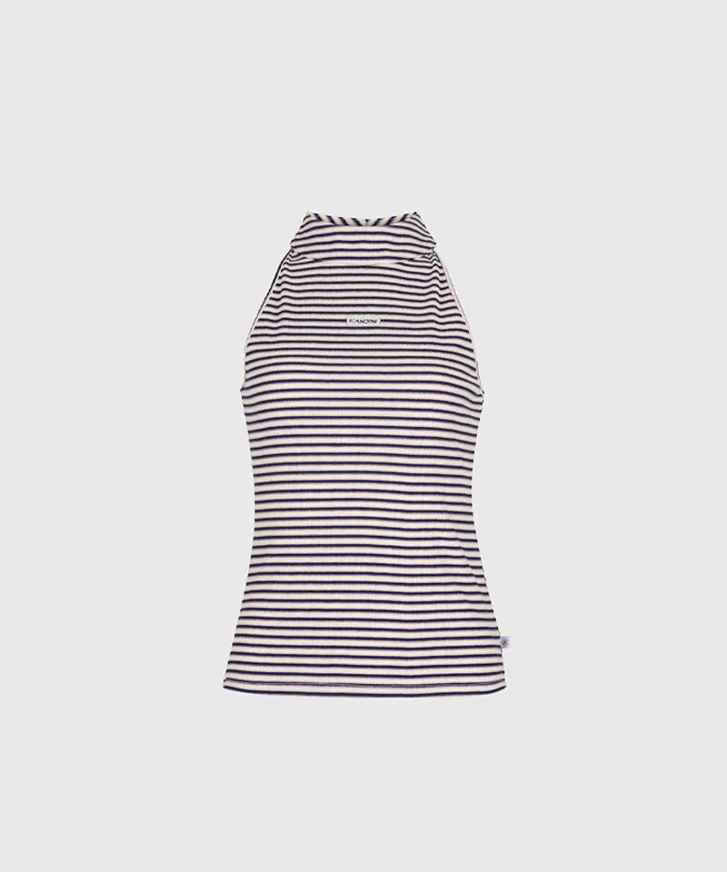 KANDINI New Stripe Halter Tee - Navy