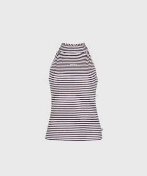 KANDINI New Stripe Halter Tee - Navy