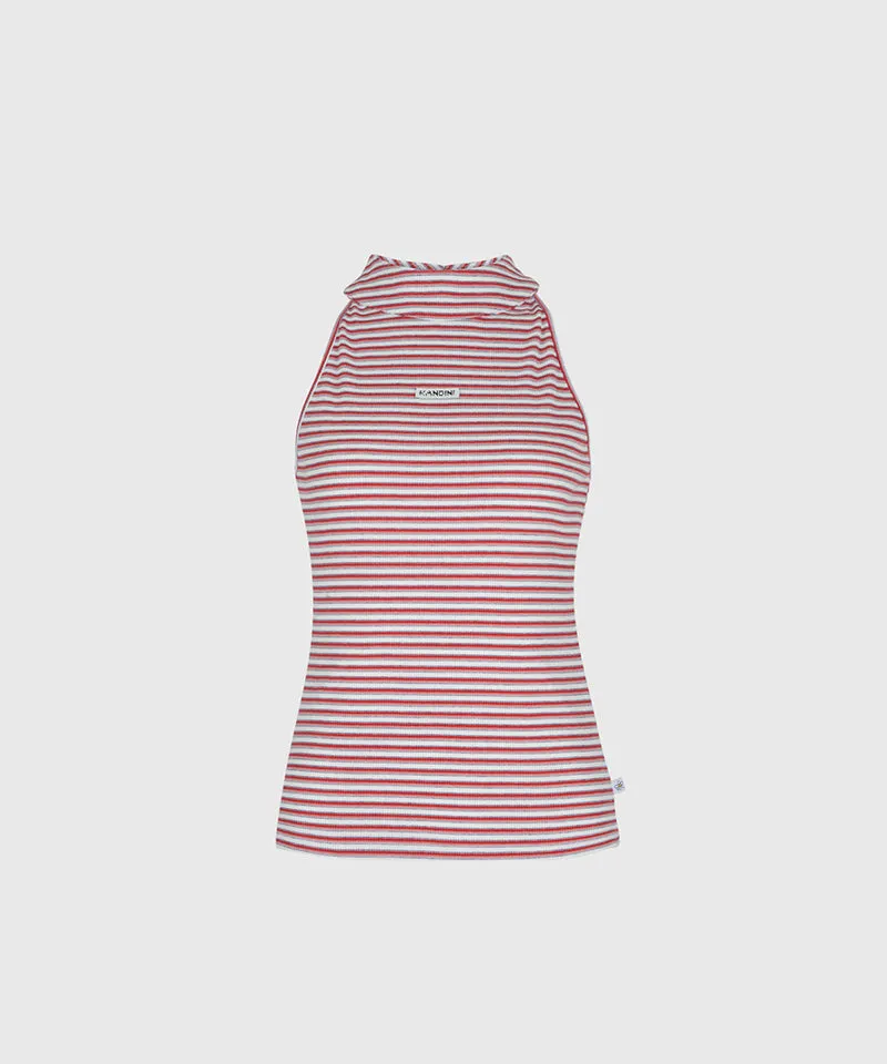 KANDINI New Stripe Halter Tee - Red
