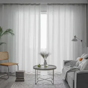 Kathy White Tulle Sheer Curtains (1 Panel)