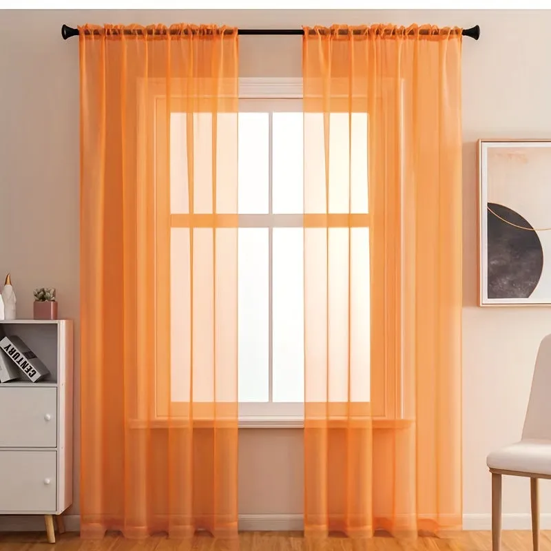 kkboxly 1pcs/set Pure Colour Sheer Voile Window Treatment With Rod Pocket Curtain Panels Suitable For Use In Kitchens, Bedrooms, And Living Rooms (white 52x84)