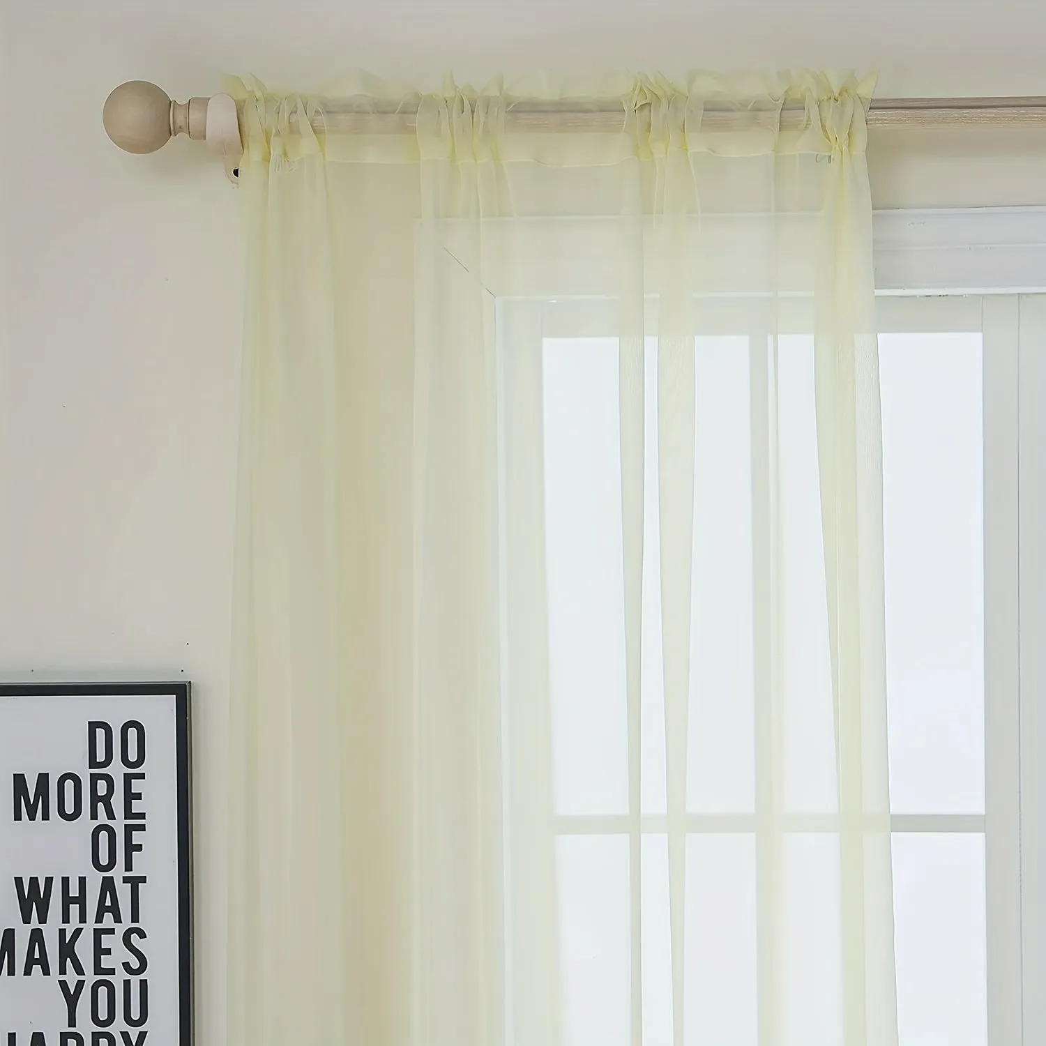kkboxly 1pcs/set Pure Colour Sheer Voile Window Treatment With Rod Pocket Curtain Panels Suitable For Use In Kitchens, Bedrooms, And Living Rooms (white 52x84)