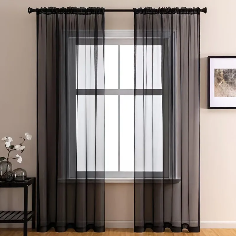 kkboxly 1pcs/set Pure Colour Sheer Voile Window Treatment With Rod Pocket Curtain Panels Suitable For Use In Kitchens, Bedrooms, And Living Rooms (white 52x84)
