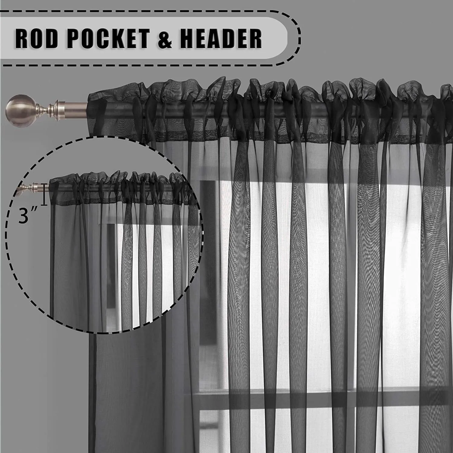 kkboxly 1pcs/set Pure Colour Sheer Voile Window Treatment With Rod Pocket Curtain Panels Suitable For Use In Kitchens, Bedrooms, And Living Rooms (white 52x84)
