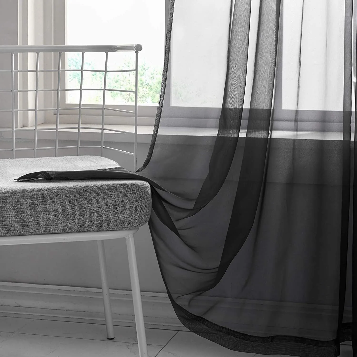 kkboxly 1pcs/set Pure Colour Sheer Voile Window Treatment With Rod Pocket Curtain Panels Suitable For Use In Kitchens, Bedrooms, And Living Rooms (white 52x84)