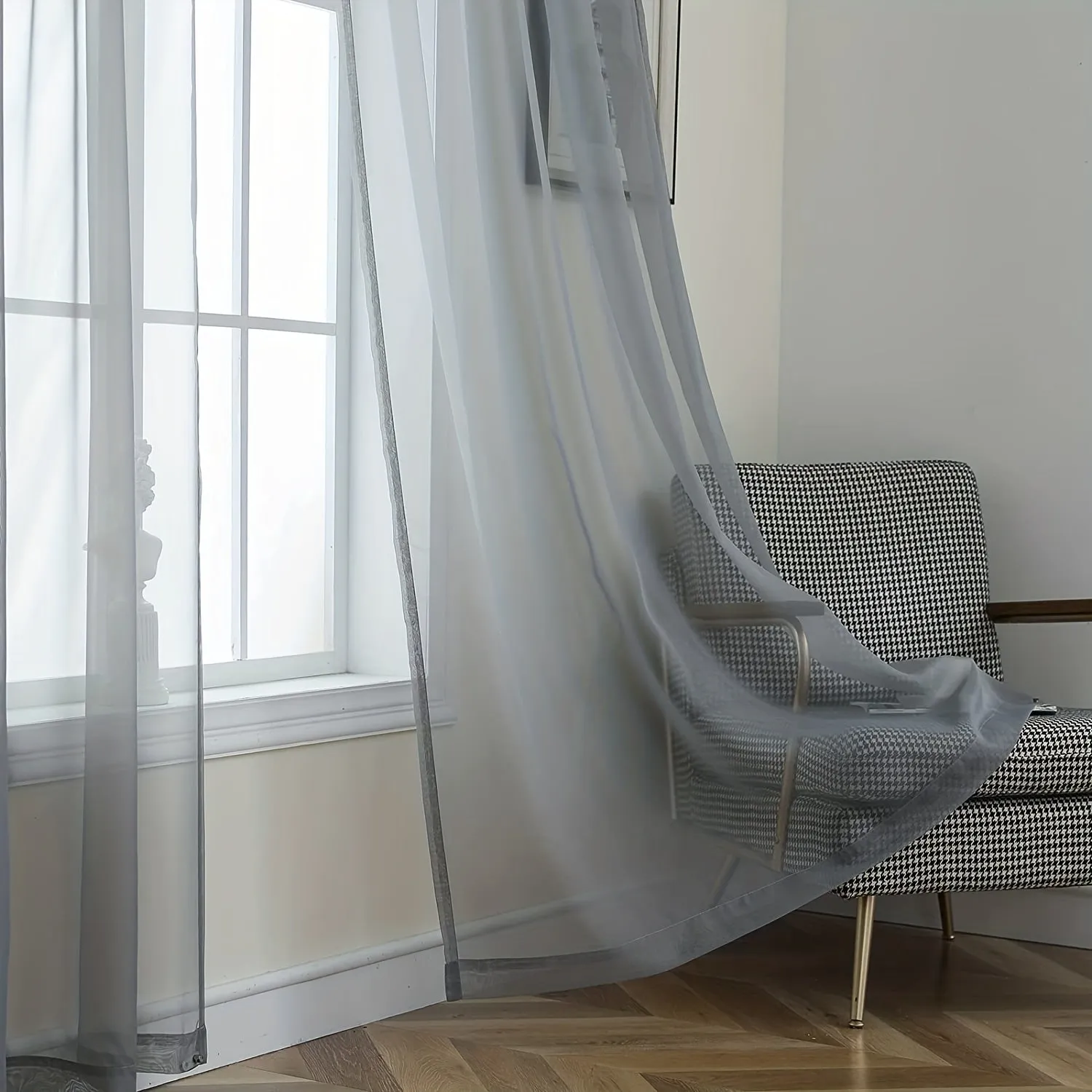 kkboxly 1pcs/set Pure Colour Sheer Voile Window Treatment With Rod Pocket Curtain Panels Suitable For Use In Kitchens, Bedrooms, And Living Rooms (white 52x84)