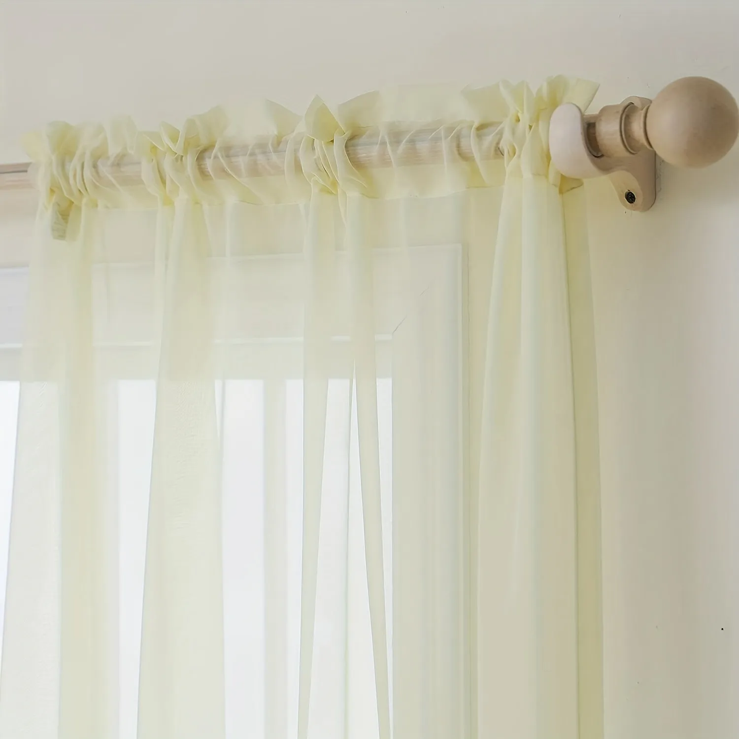 kkboxly 1pcs/set Pure Colour Sheer Voile Window Treatment With Rod Pocket Curtain Panels Suitable For Use In Kitchens, Bedrooms, And Living Rooms (white 52x84)