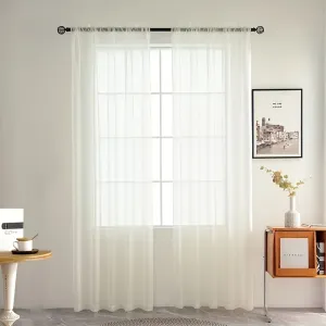 kkboxly 1pcs/set Pure Colour Sheer Voile Window Treatment With Rod Pocket Curtain Panels Suitable For Use In Kitchens, Bedrooms, And Living Rooms (white 52x84)