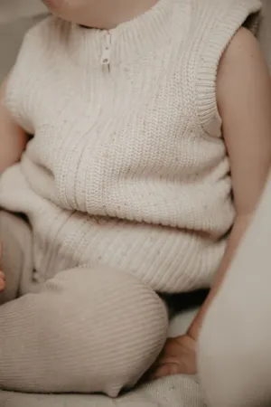 Knit Sherpa Vest - Oatmeal Speckle