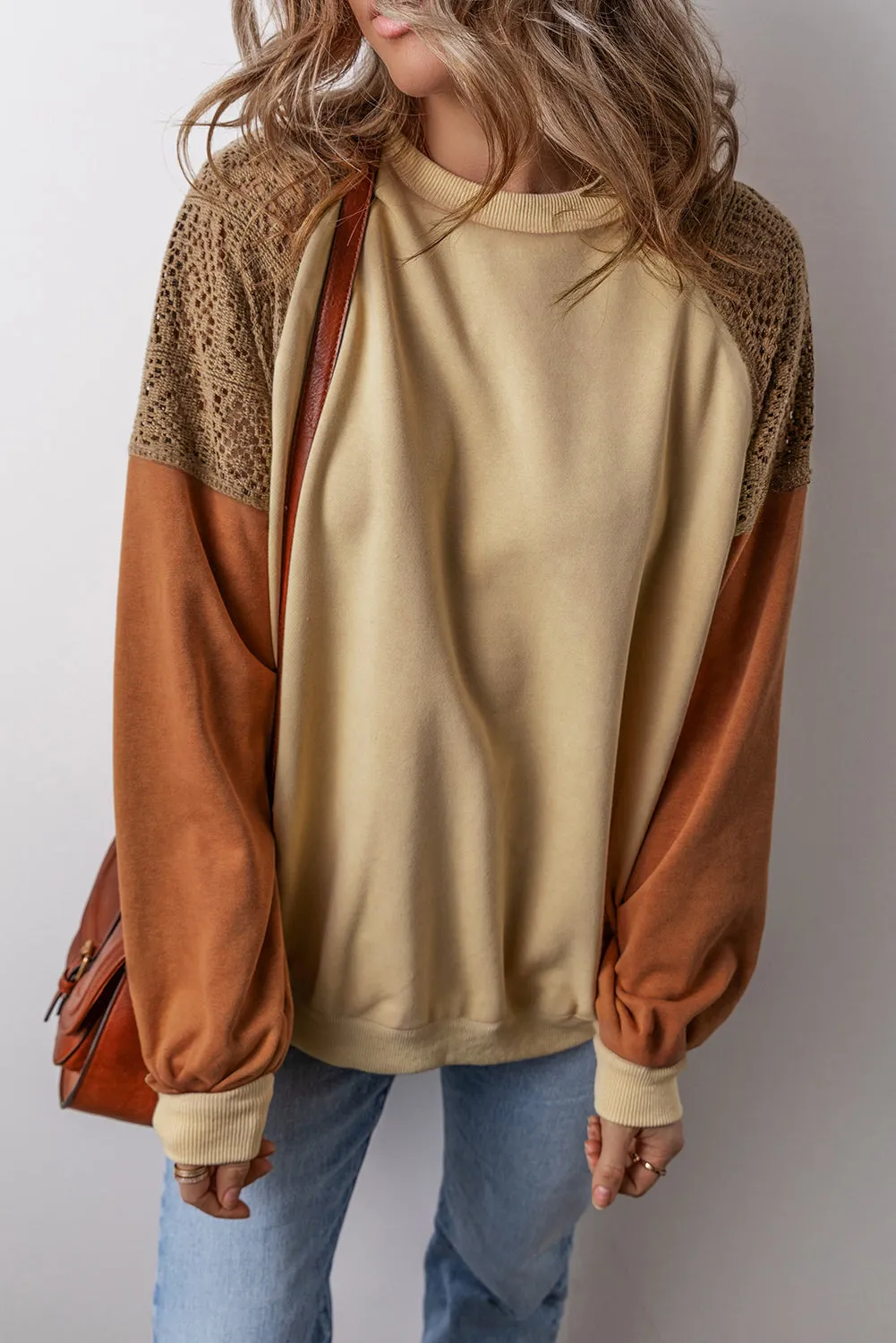 Lace Drop Shoulder Sweatshirt