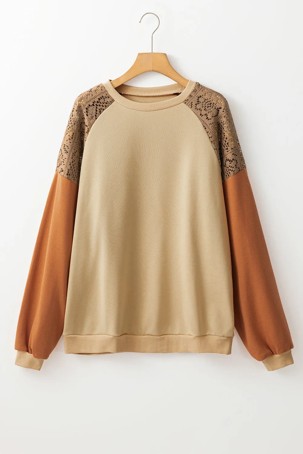 Lace Drop Shoulder Sweatshirt