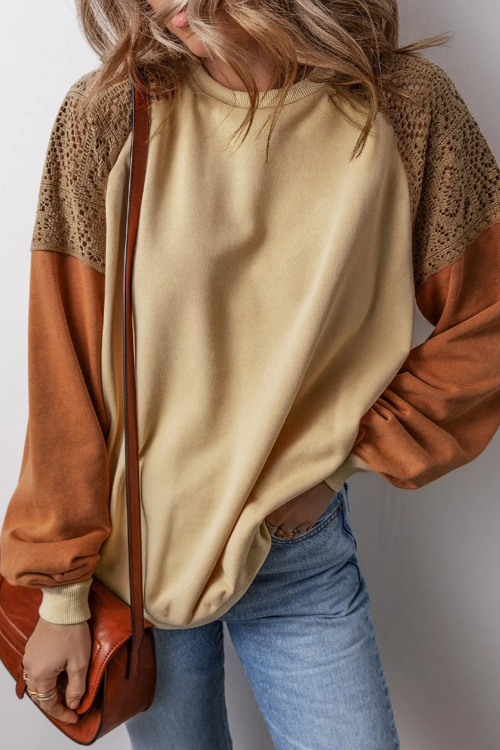 Lace Drop Shoulder Sweatshirt