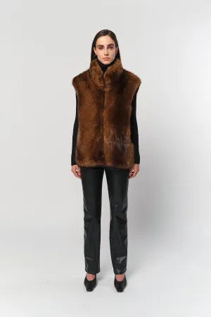 Laila Vest in Mink Brown