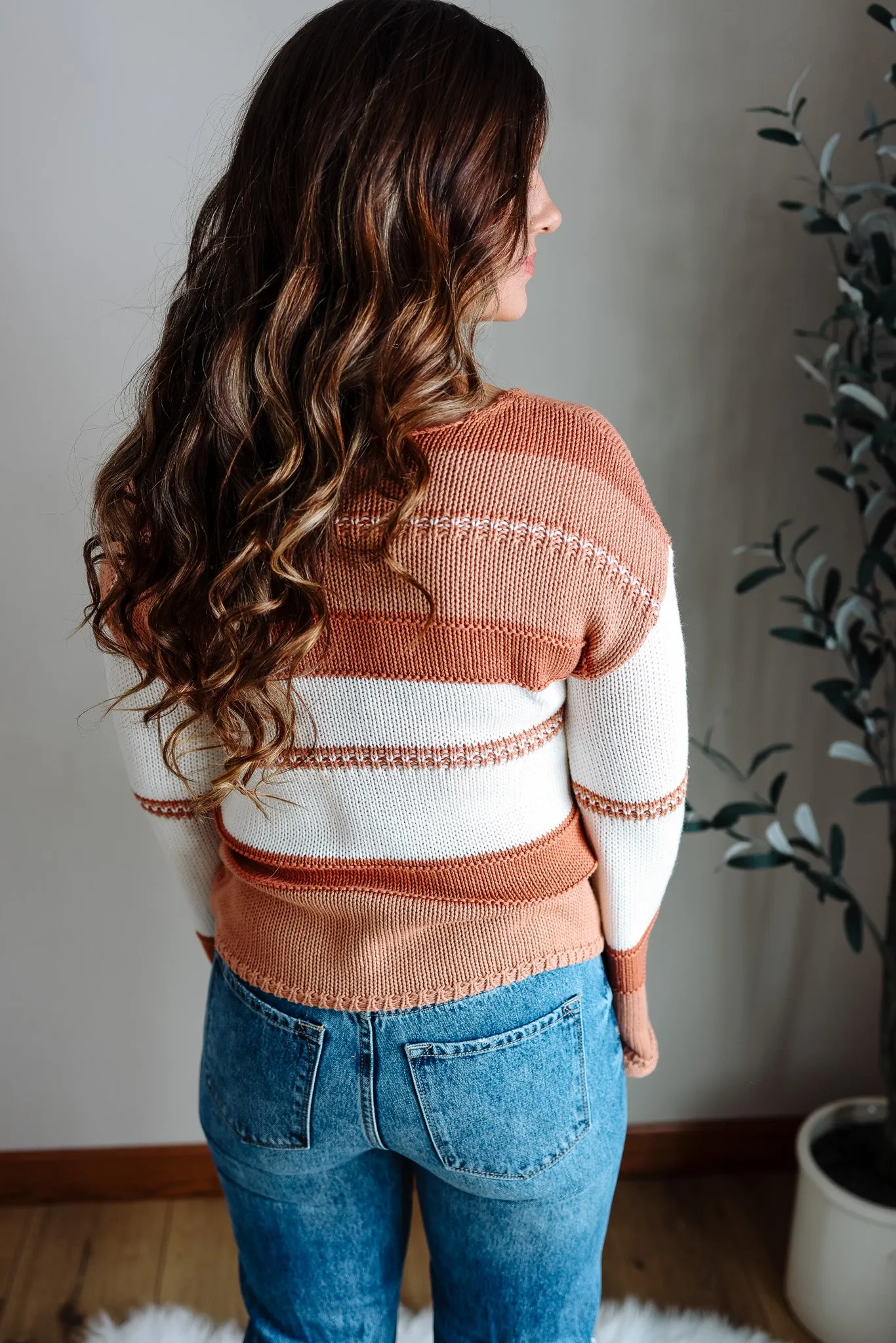 Lark Striped Sweater - Rust