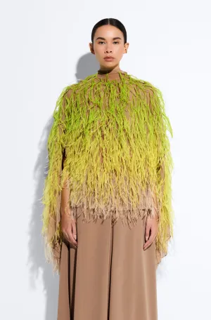 Lightweight Georgette Oversized Cape Tee With Feathers