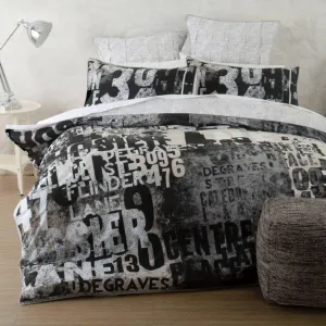 Linen House Charcoal Laneway Duvet Cover Set