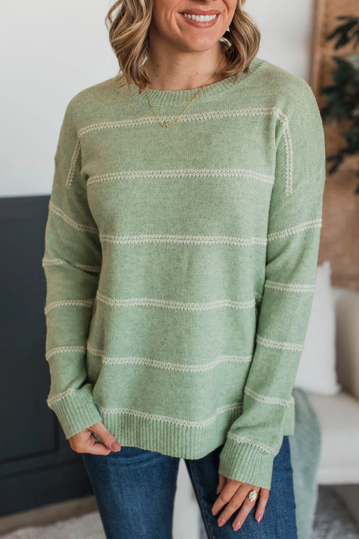 Looking Marvelous Striped Sweater- Mint