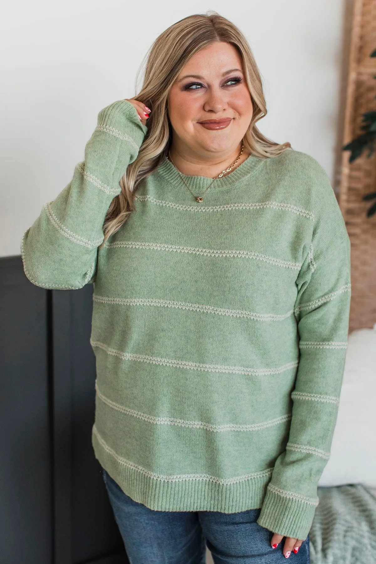 Looking Marvelous Striped Sweater- Mint