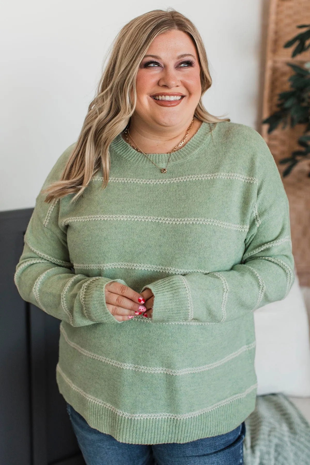 Looking Marvelous Striped Sweater- Mint