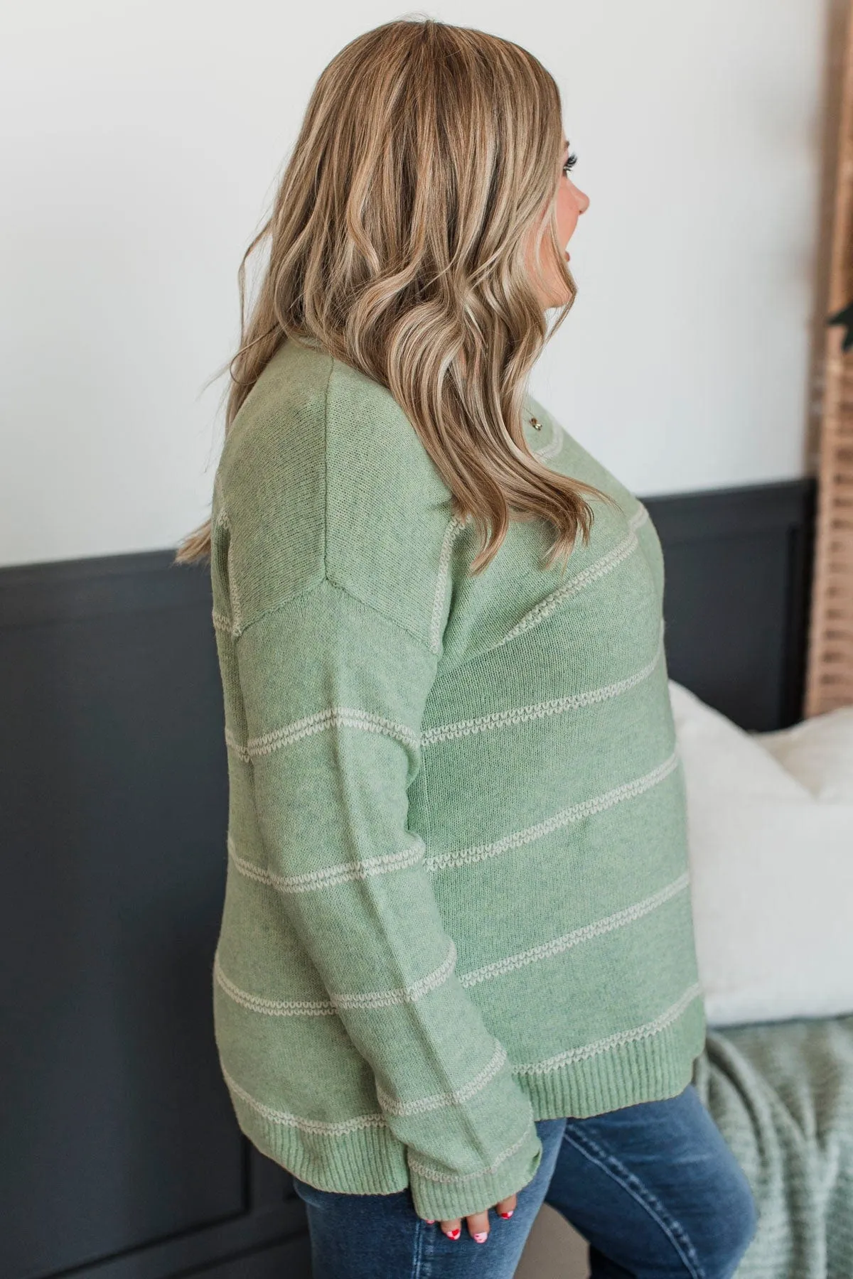 Looking Marvelous Striped Sweater- Mint