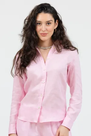 Malta Linen Button-Up - Pink