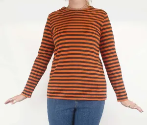 Marimekko orange and black long sleeve top size L, best fits 12-14