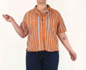 Marimekko   Uniqlo orange and grey striped shirt size L