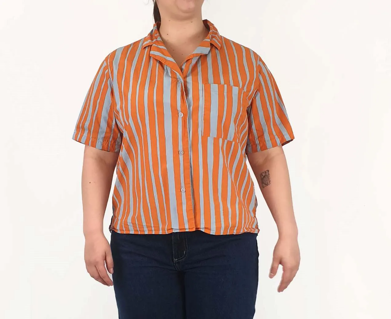 Marimekko   Uniqlo orange and grey striped shirt size L