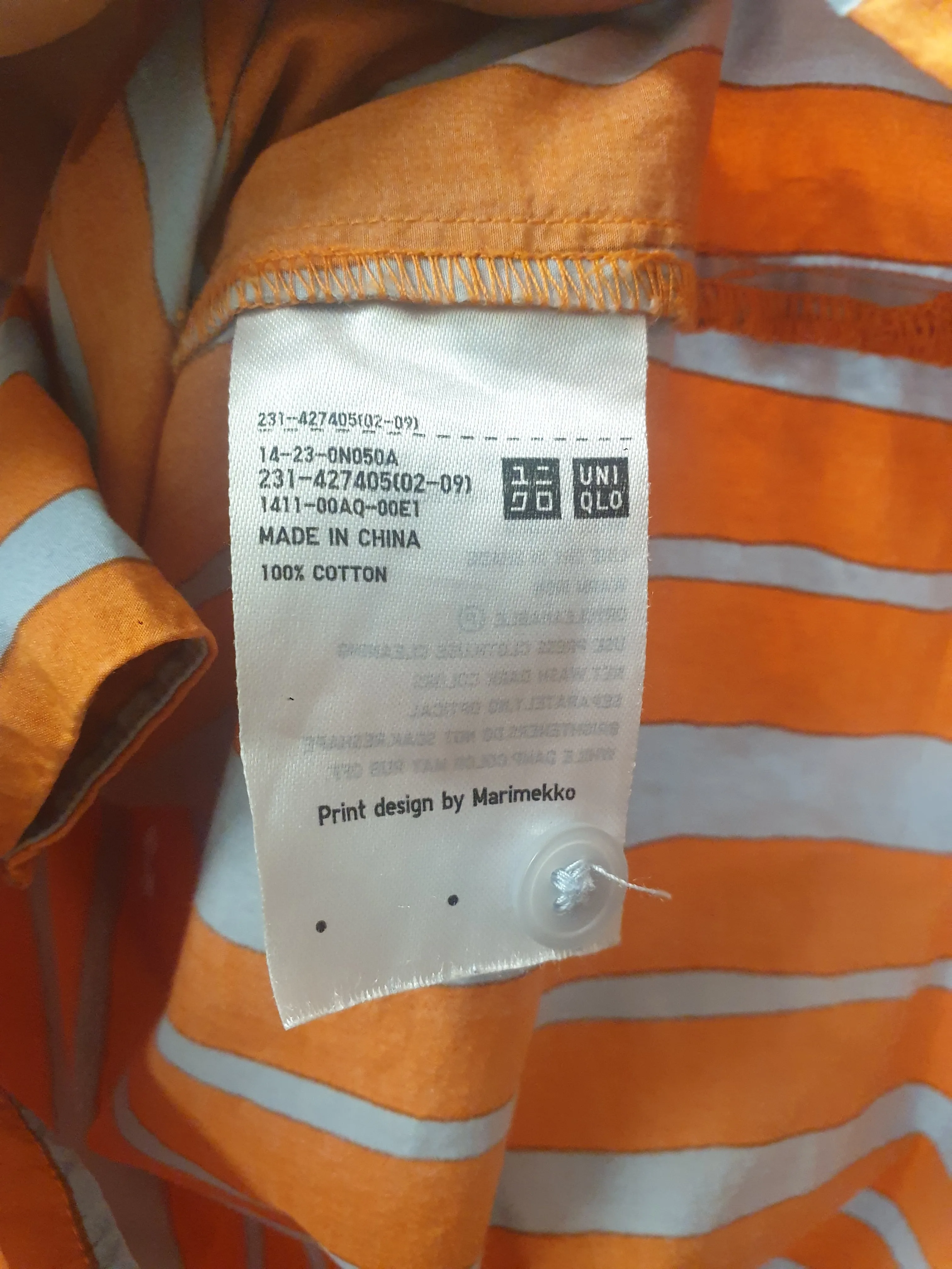 Marimekko   Uniqlo orange and grey striped shirt size L