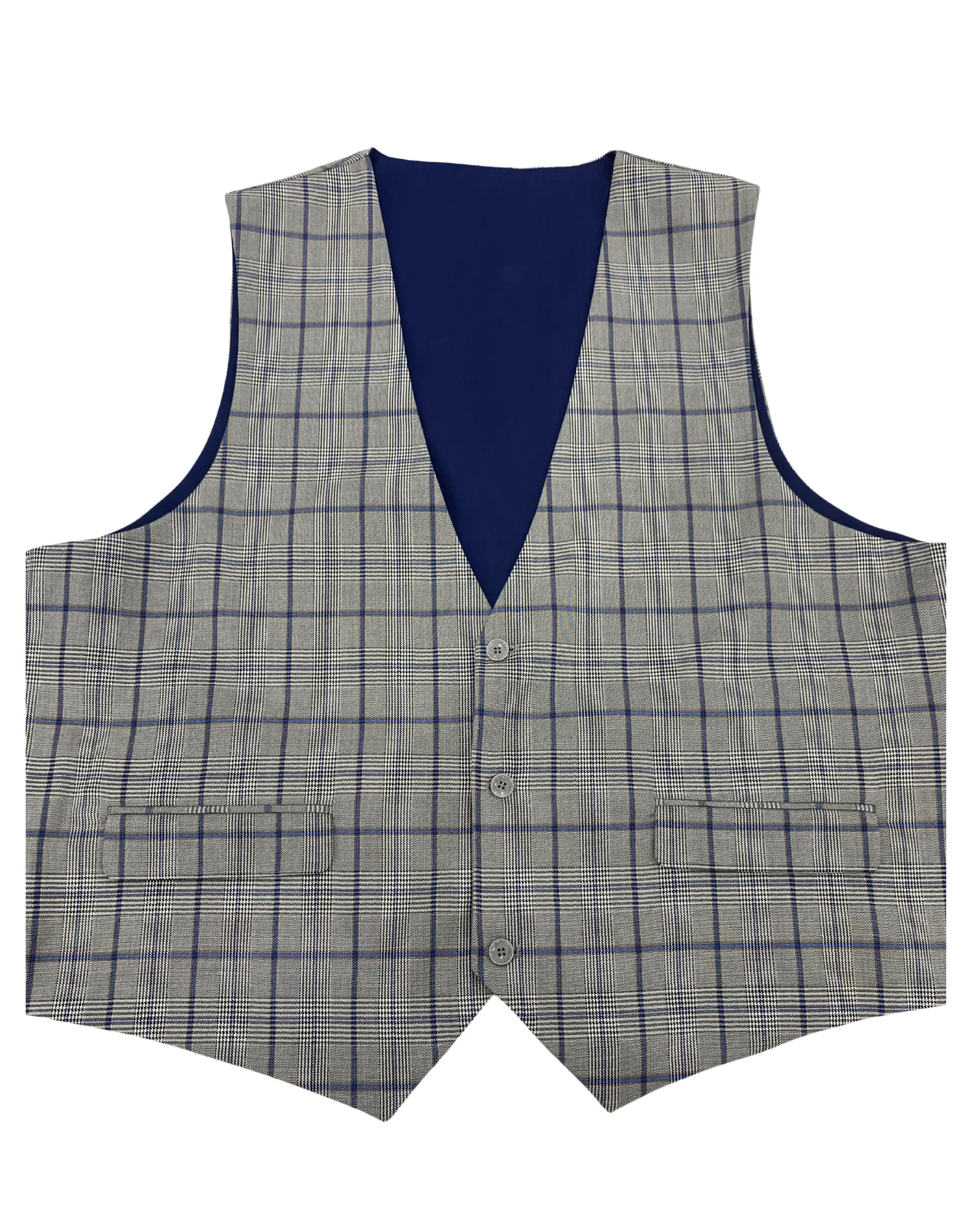 Mazari Plaid Reversible Performance Vest - Gray with Navy