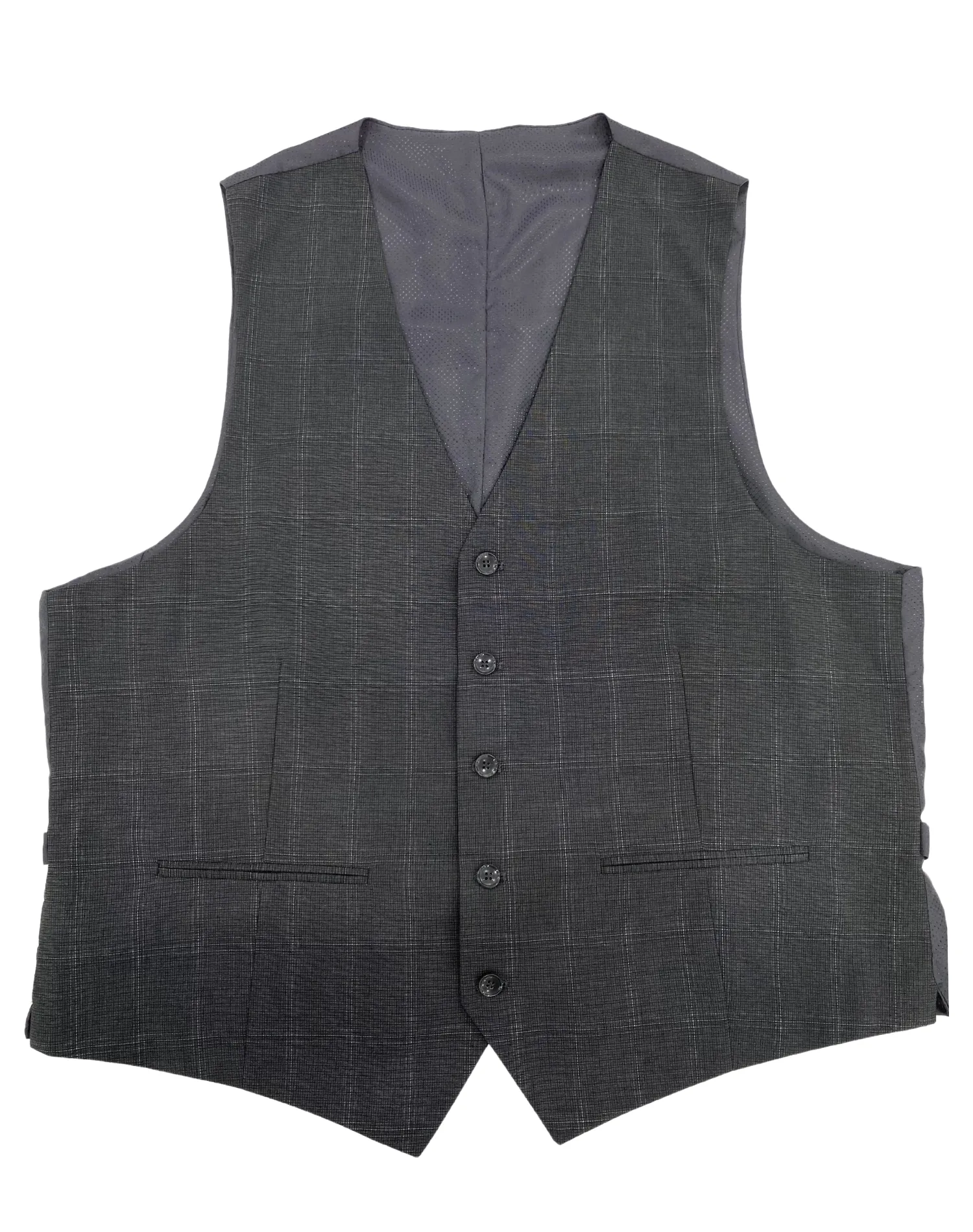 Mazari Windowpane Performance Stretch Vest - Charcoal Gray