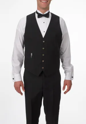 Men's Black, Silky Belted, Back Vest