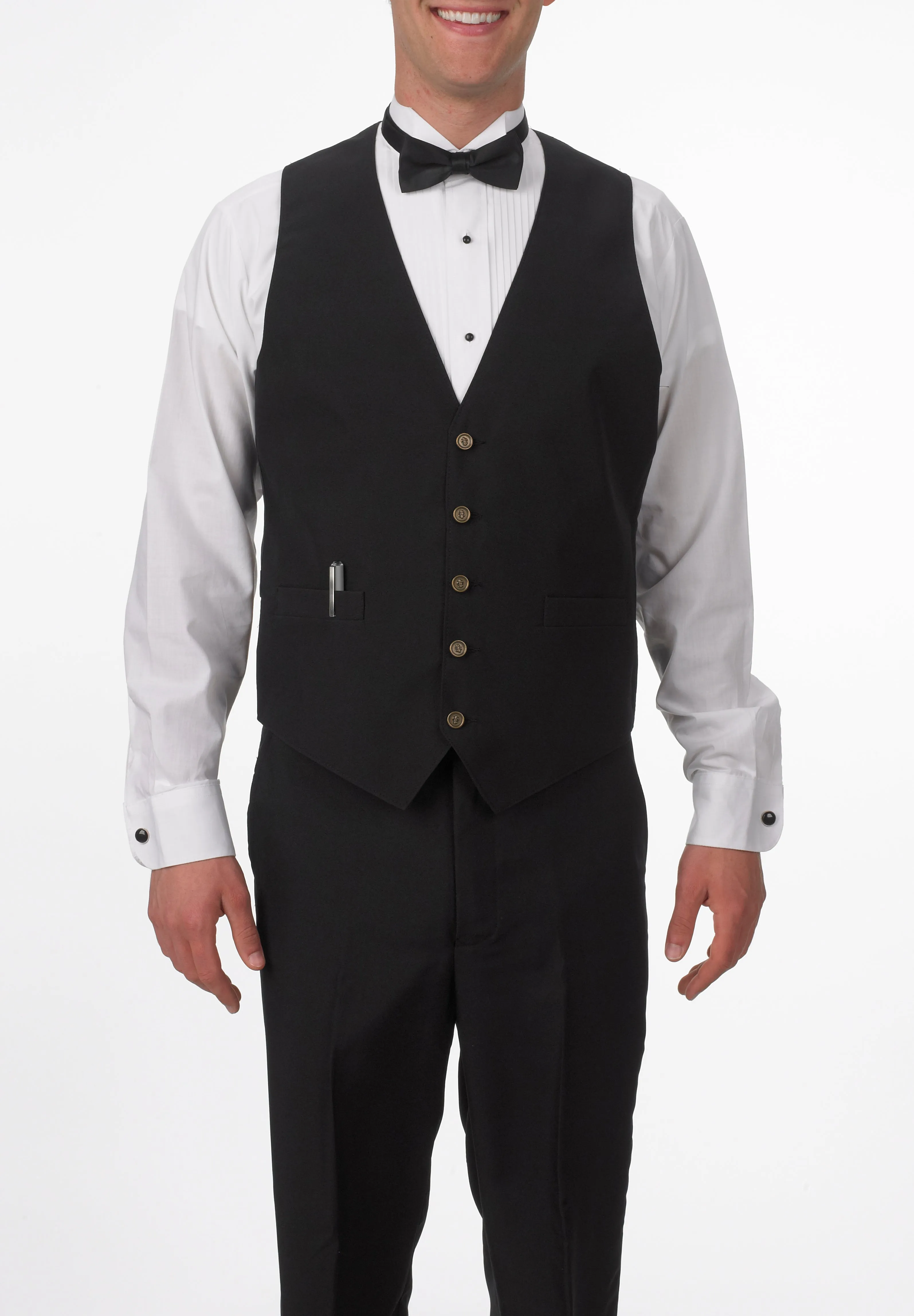 Men's Black, Silky Belted, Back Vest
