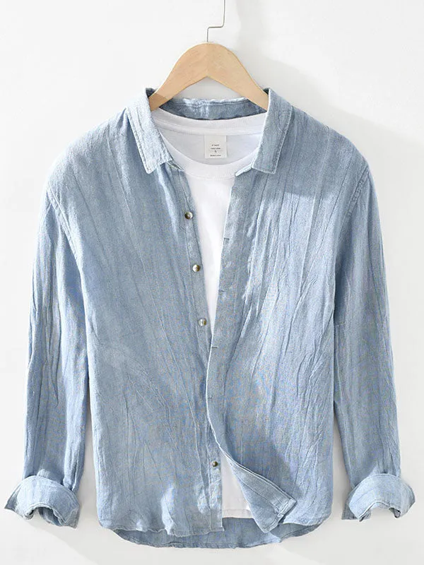 Men's Linen Crumpled Long Sleeve Shirt