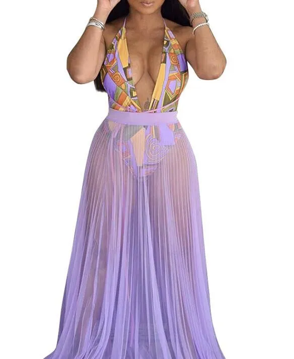 Mermaid Glow Lavender Swimsuit Bikini Skirt