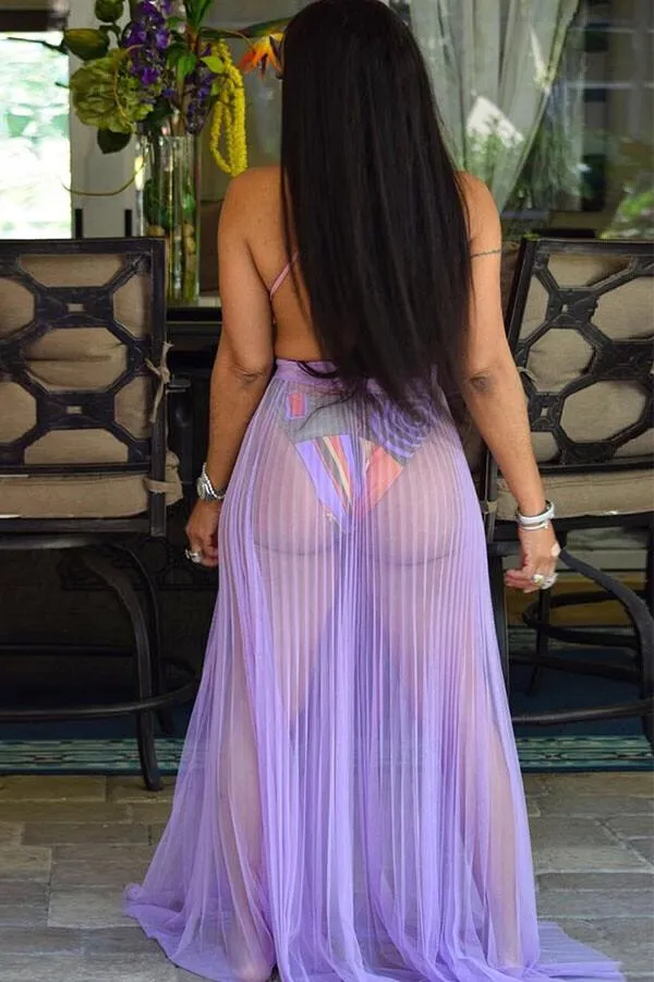 Mermaid Glow Lavender Swimsuit Bikini Skirt