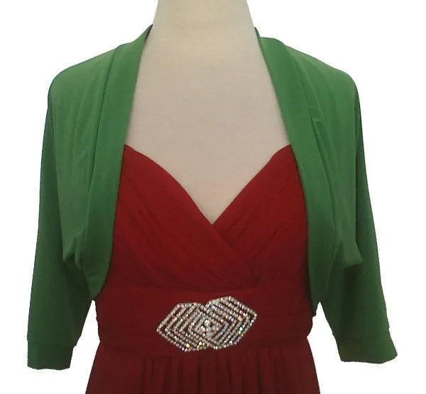 Mid Length Red Bolero Jacket Stretch Shrug Bridal Wedding Jacket