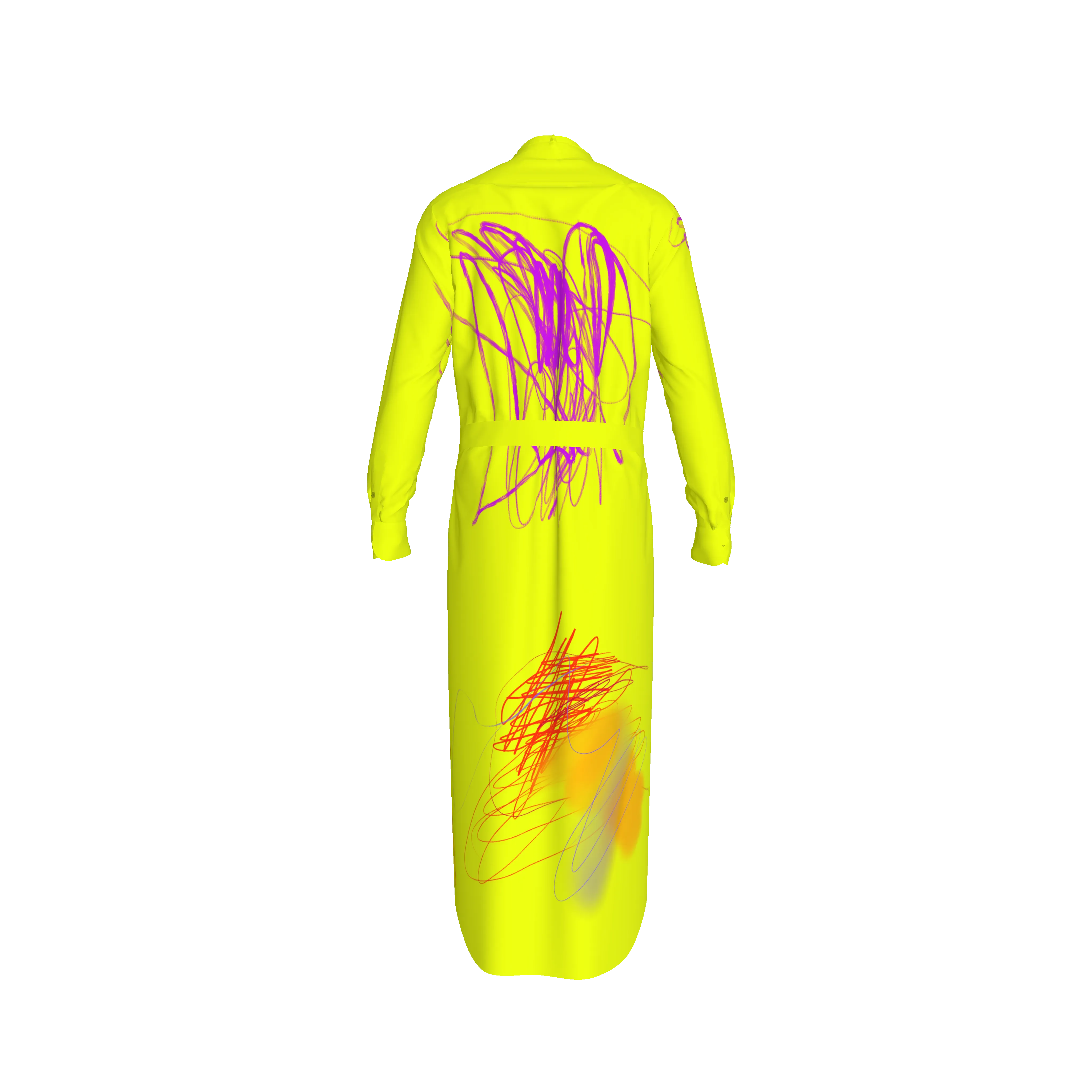 Neon Scribbs Double Georgette Maxi Shirt Dress