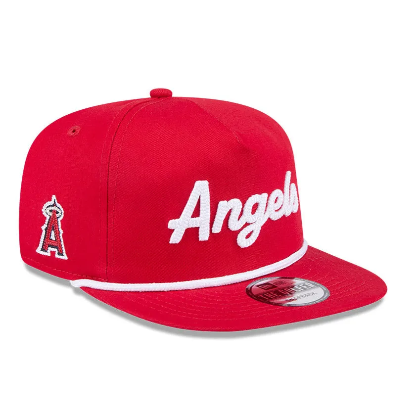 New Era Golfer Team Chain Stitch Los Angeles Angels Logo Patch Snapback Hat - Red