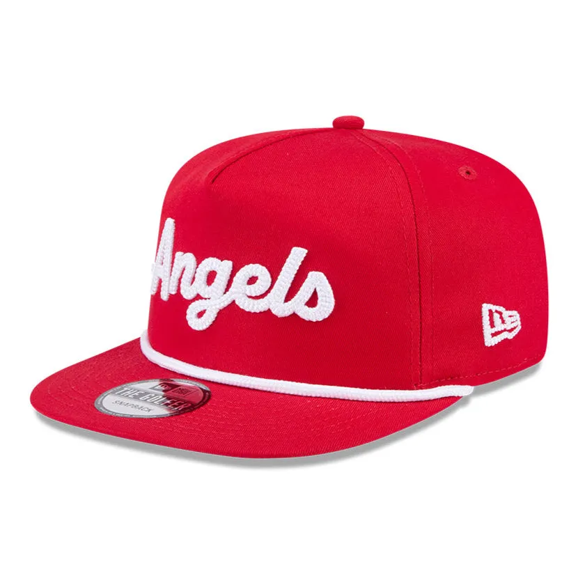 New Era Golfer Team Chain Stitch Los Angeles Angels Logo Patch Snapback Hat - Red