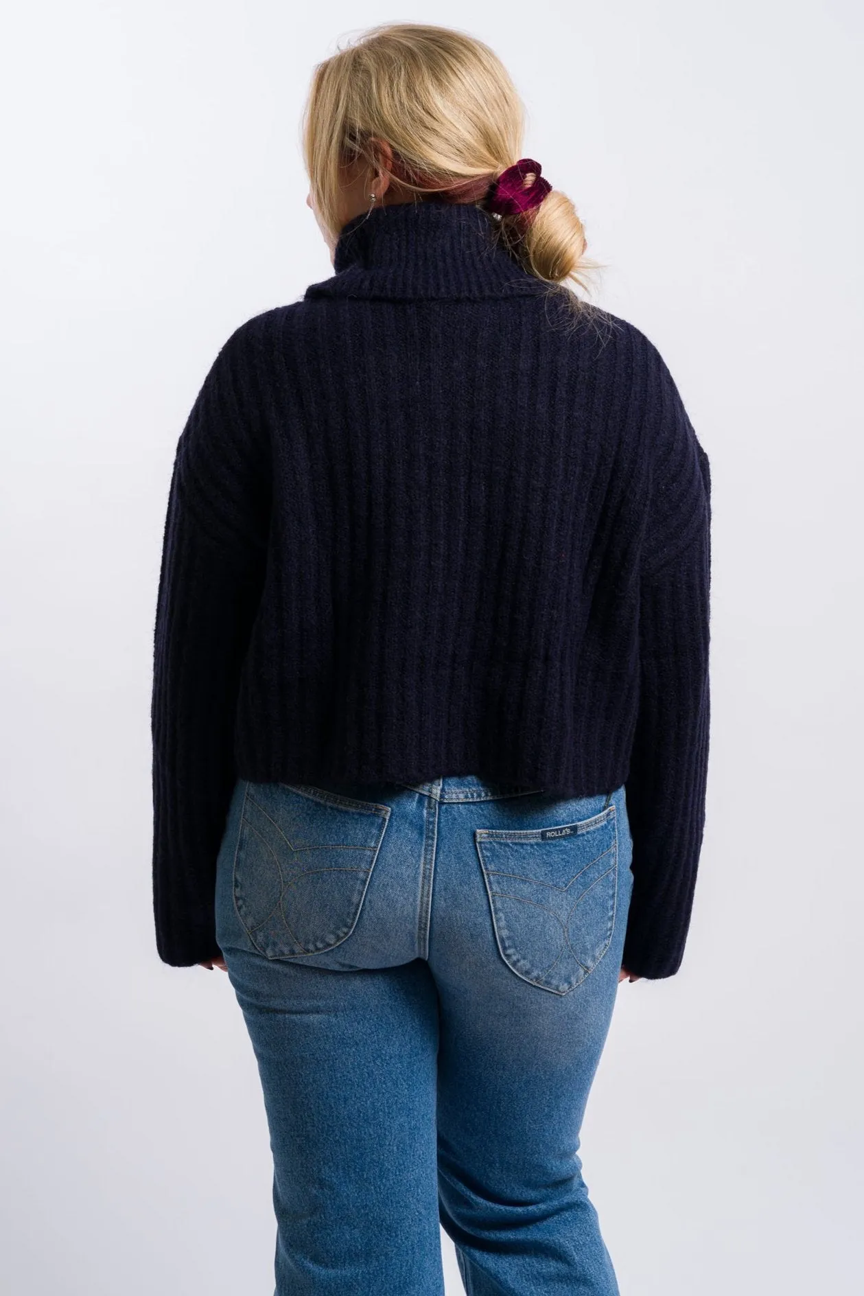 Nia Bruni Turtleneck Knit Sweater - Navy
