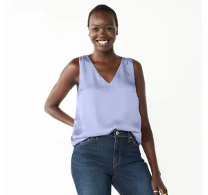 Nine West Women's V-Neck Satin Tank Top WW13W211RS10