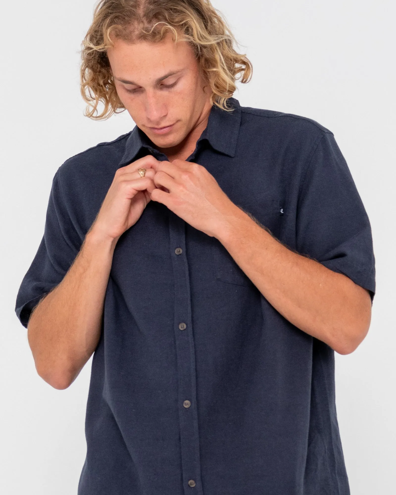 Overtone Short Sleeve Linen Shirt