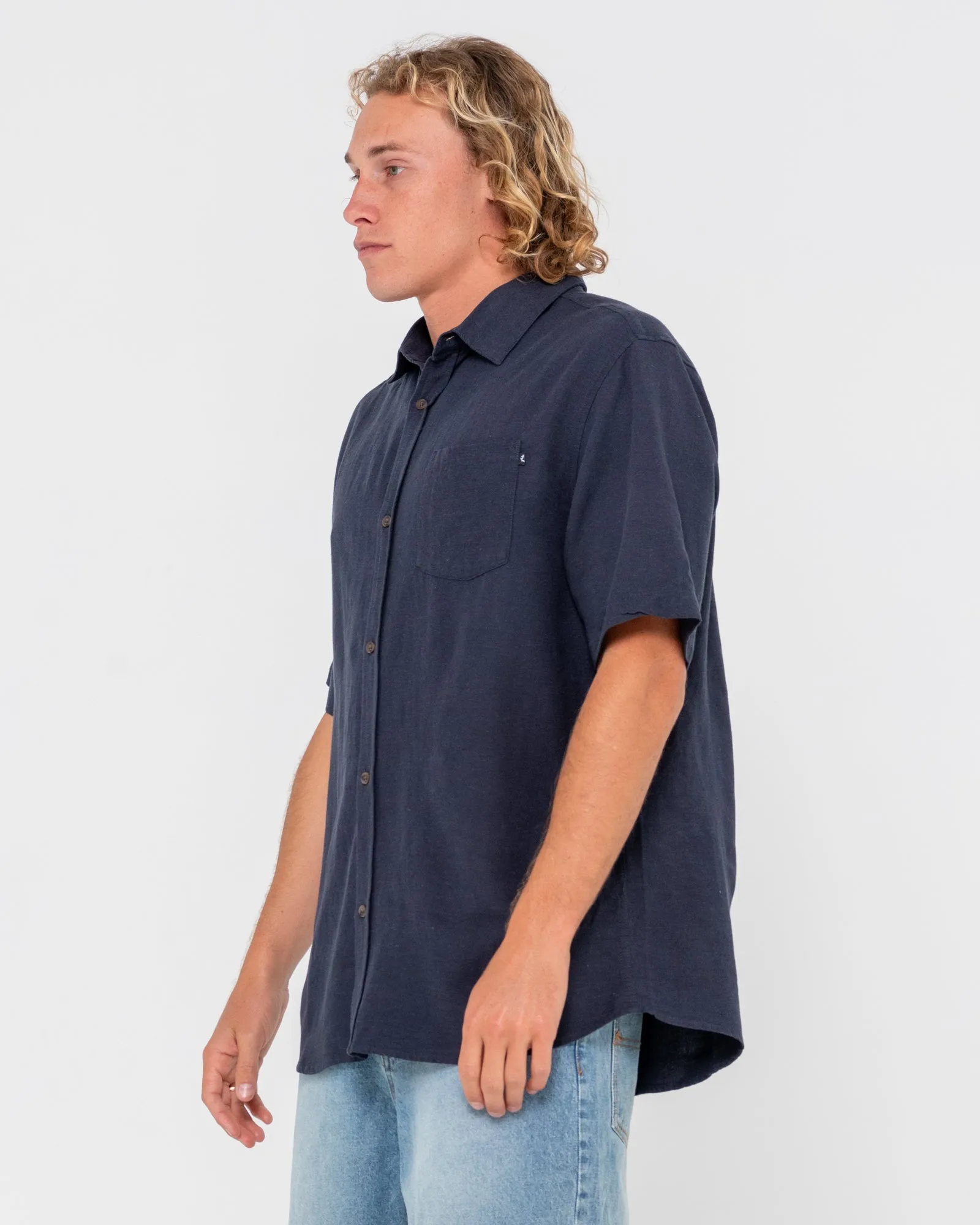 Overtone Short Sleeve Linen Shirt