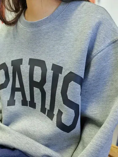 PARIS Round Neck Long Sleeve Sweatshirt