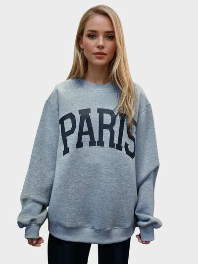PARIS Round Neck Long Sleeve Sweatshirt