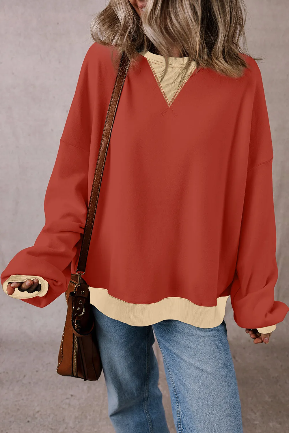 Patch Drop Shoulder Oversized Sweatshirt