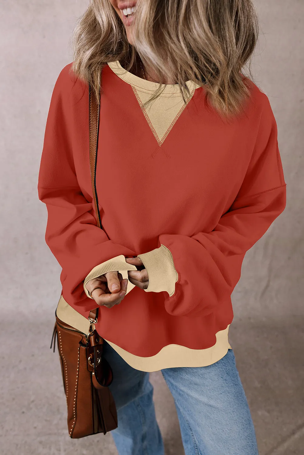 Patch Drop Shoulder Oversized Sweatshirt