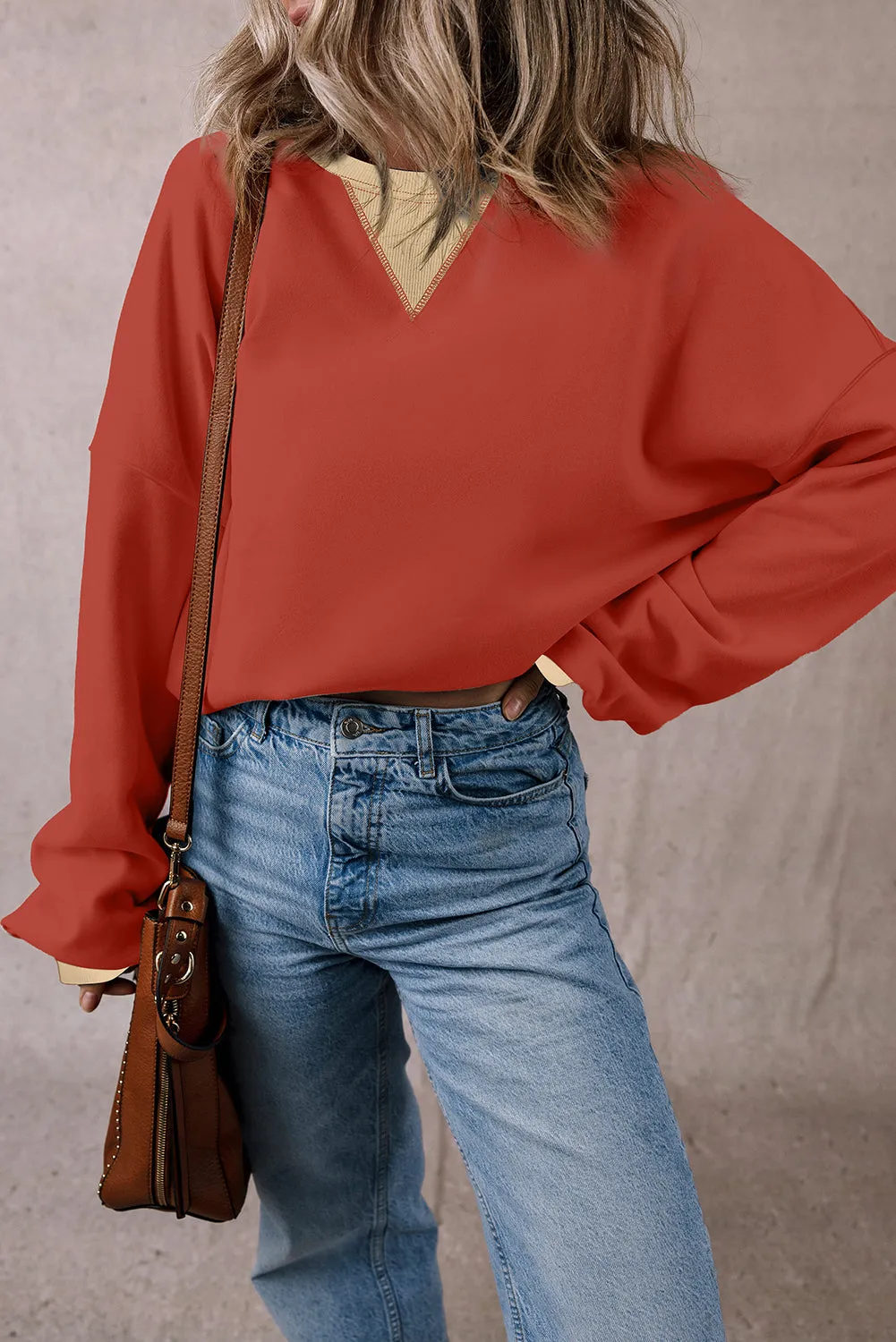 Patch Drop Shoulder Oversized Sweatshirt
